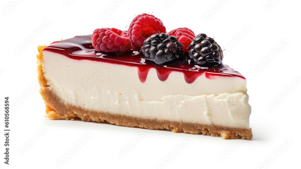 Slice of Cheesecake on white