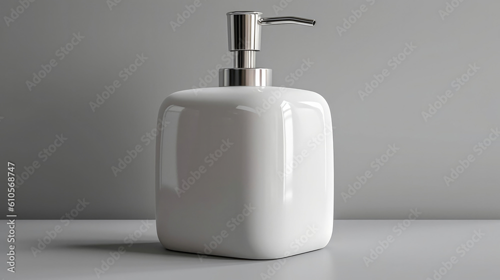 Soap Dispenser with foamy soap on white