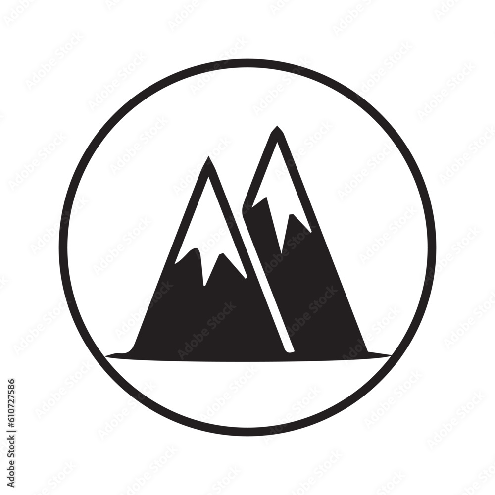 Drawn mountains on white background