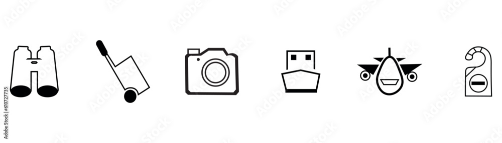 Set of travel icons on white background