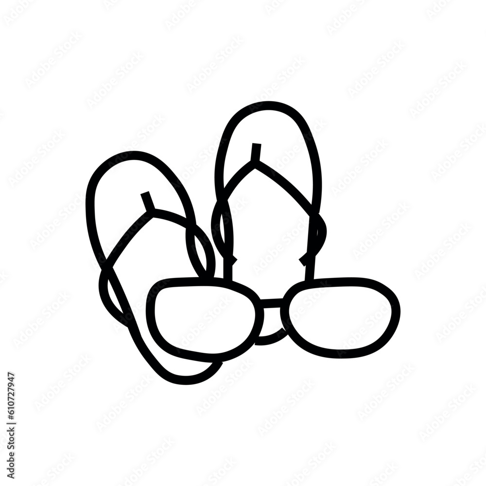 Summer flip-flops with sunglasses on white background