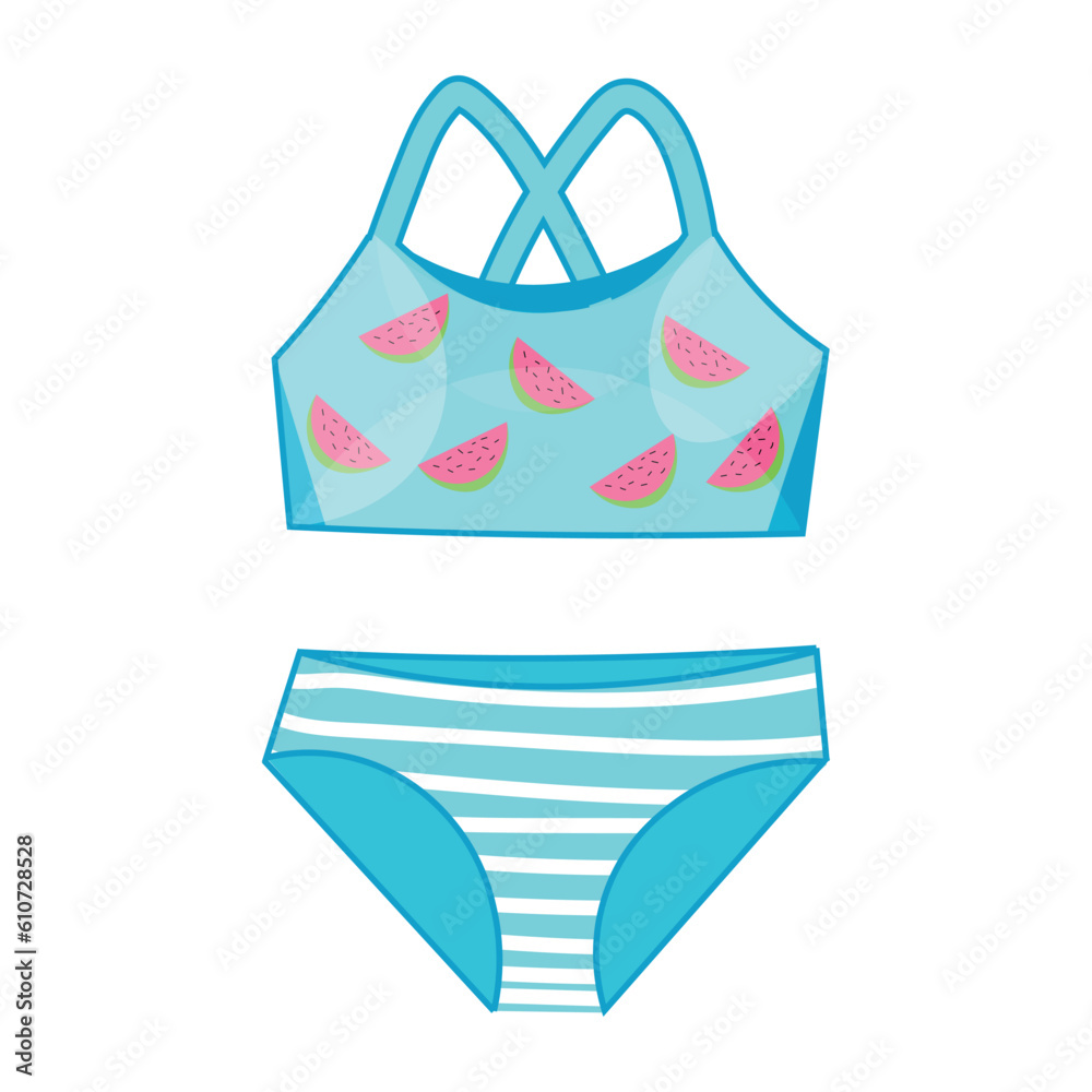 Girlish swimming suit on white background