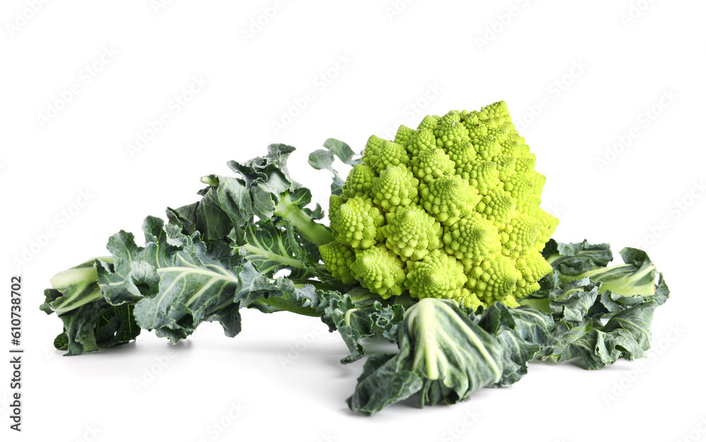 Romanesco cabbage on white background