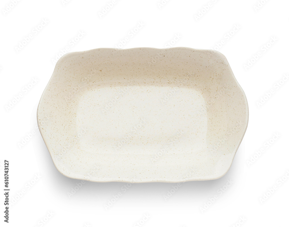 Ceramic baking dish isolated on white background