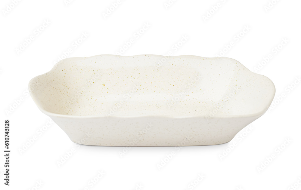 Ceramic baking dish isolated on white background