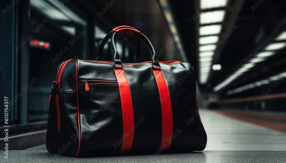 Modern leather luggage handle, perfect for business travel and elegance generated by AI