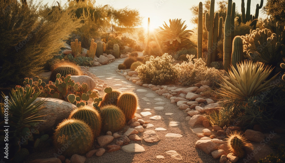 Tranquil scene of multi colored succulent plant in arid African landscape generated by AI