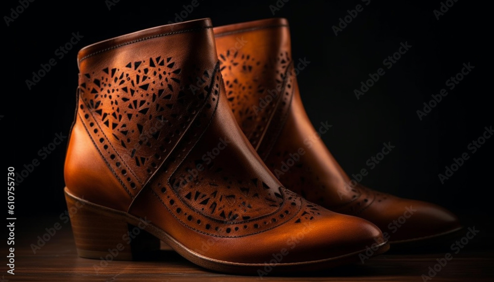 Shiny leather pair of shoes, elegant and comfortable for men generated by AI