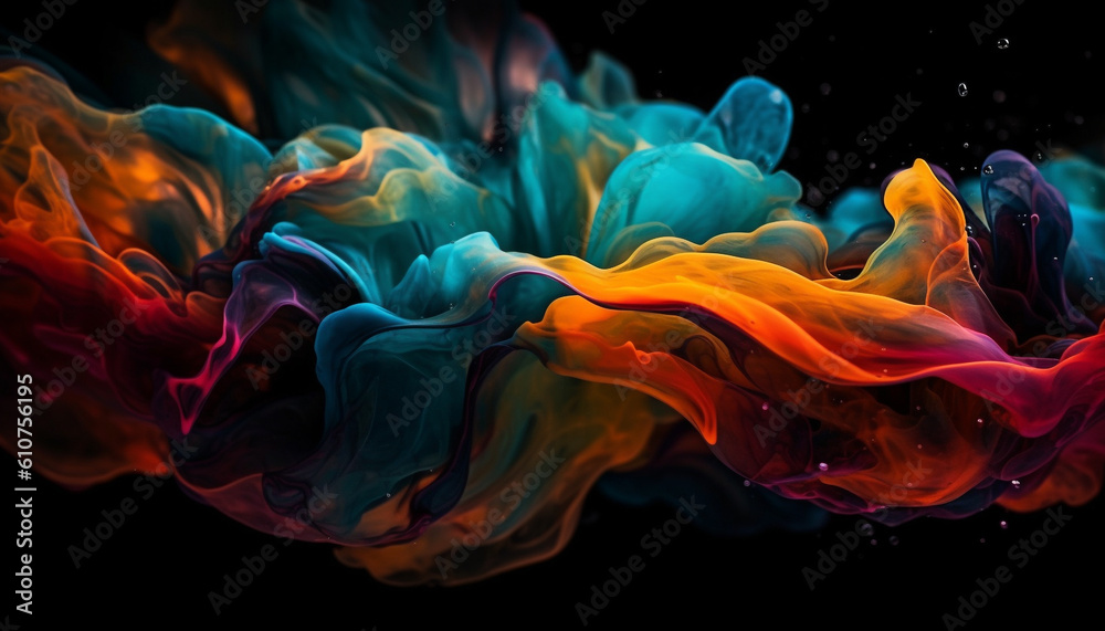 Abstract paint backgrounds in multi colored ink create motion and colors generated by AI