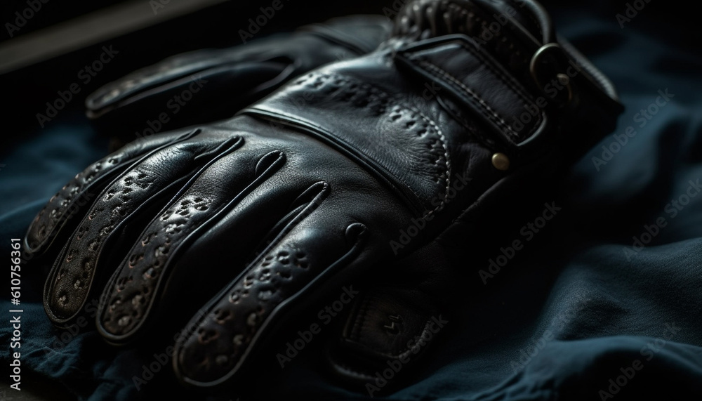 Black leather sports gloves for men, perfect for winter season generated by AI