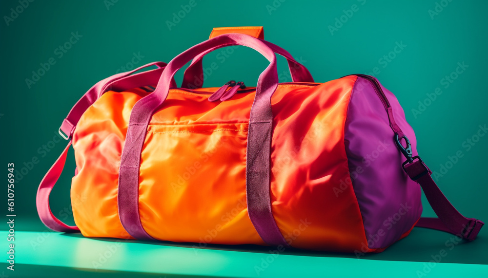 Colorful backpack for summer adventure, perfect for back to school generated by AI