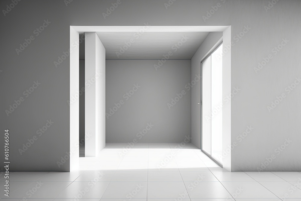 empty room with natural light coming through a door. Generative AI