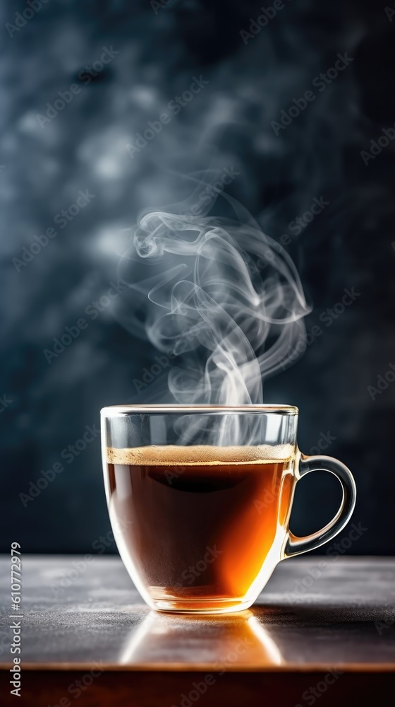 Cup of coffee on natural background. Illustration AI Generative.