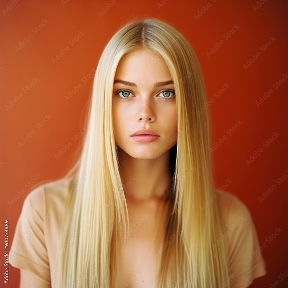 Blond hair beautiful model. Illustration AI Generative.