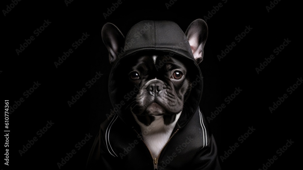 Cool french bulldog. Illustration AI Generative.