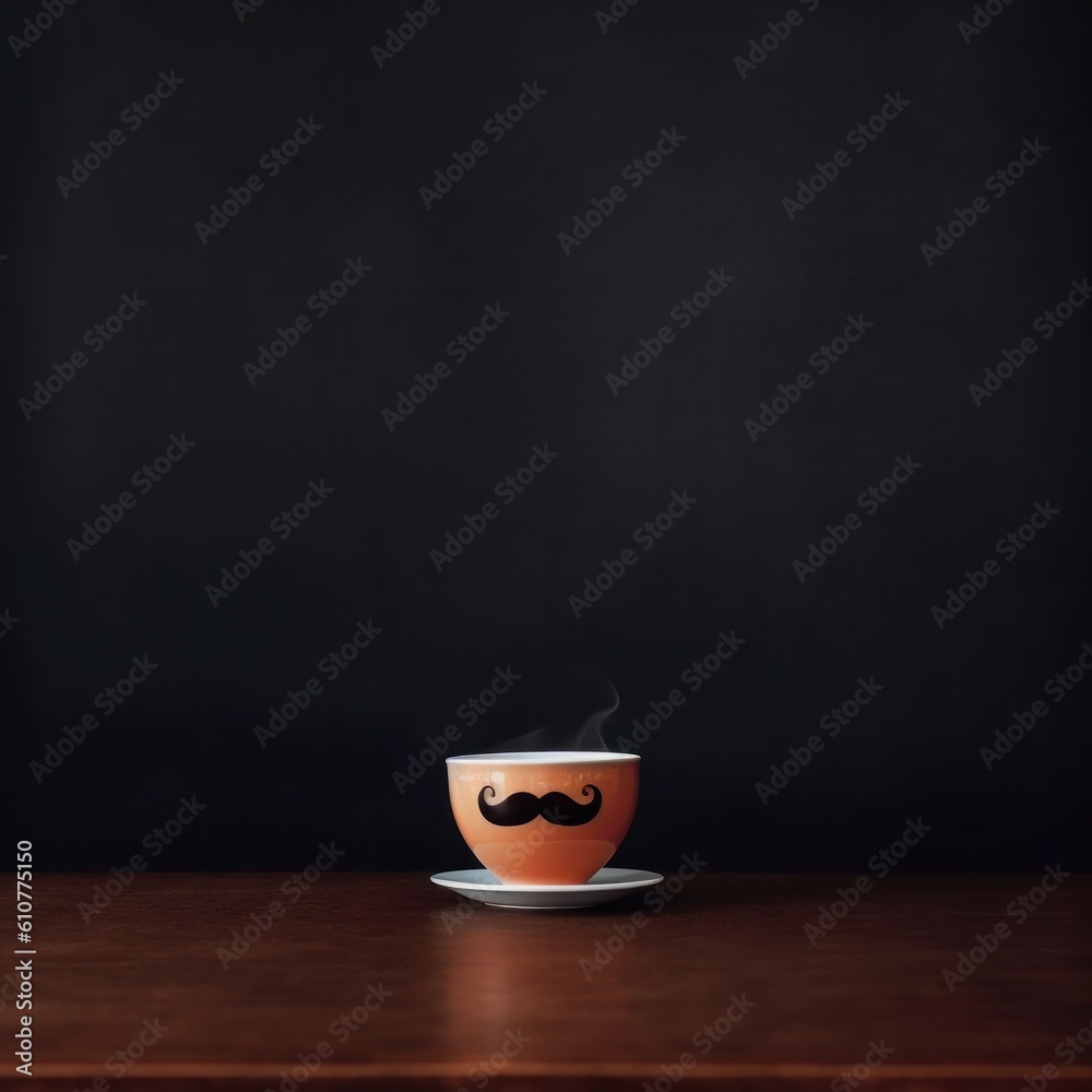 Cup with mustache. Illustration AI Generative.