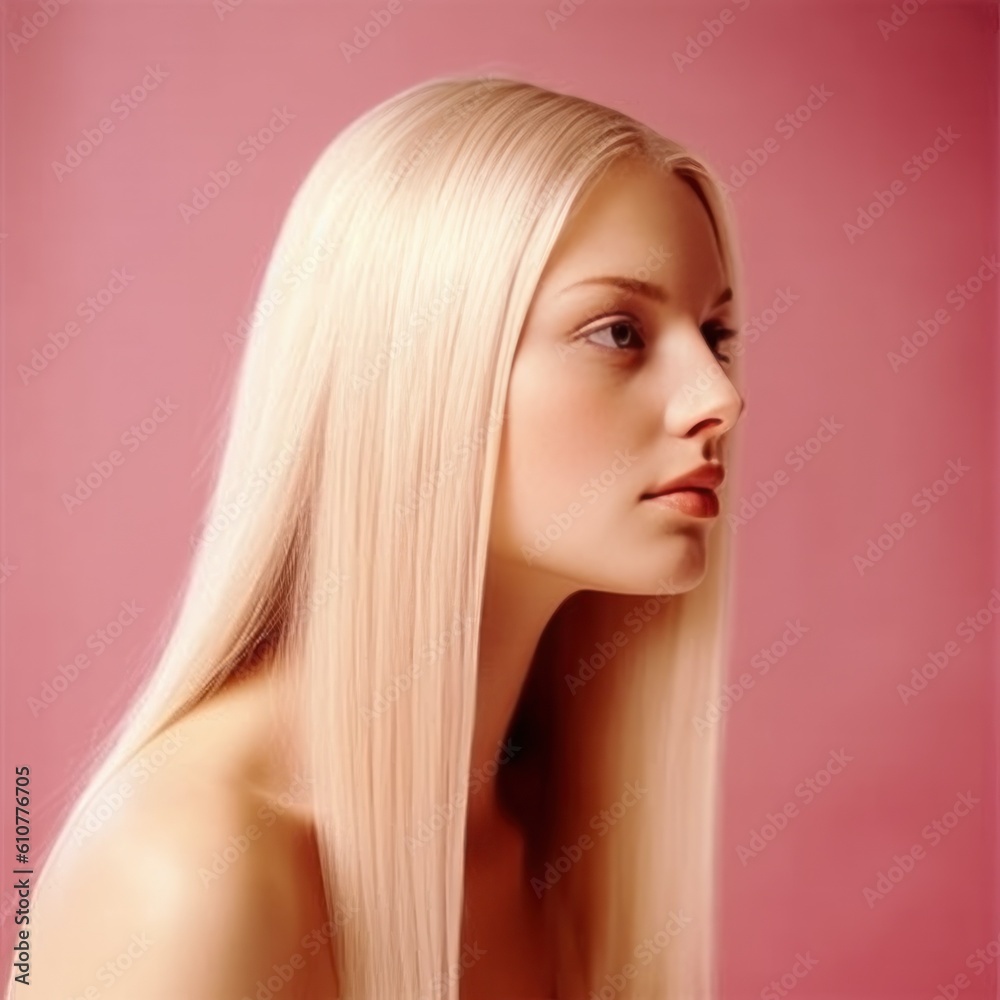 Blond hair beautiful model. Illustration AI Generative.