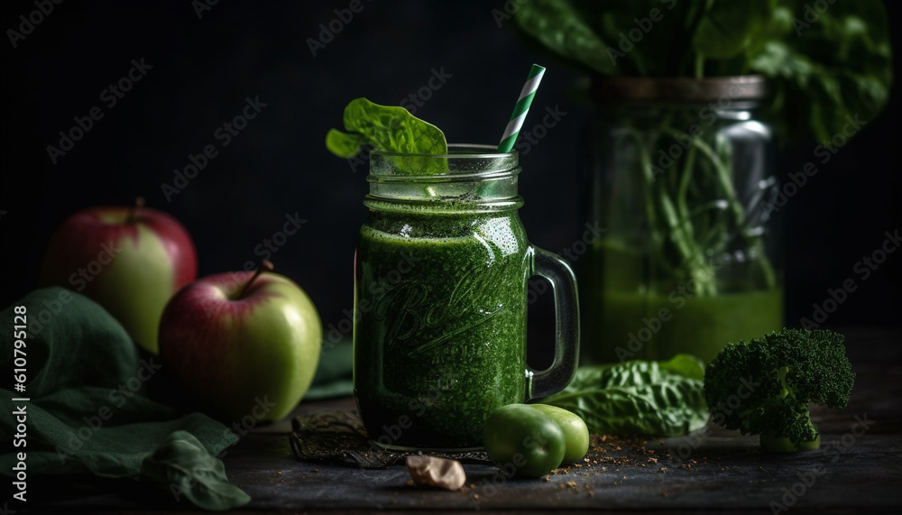 Refreshing summer meal organic vegetarian gourmet smoothie with healthy ingredients generated by AI