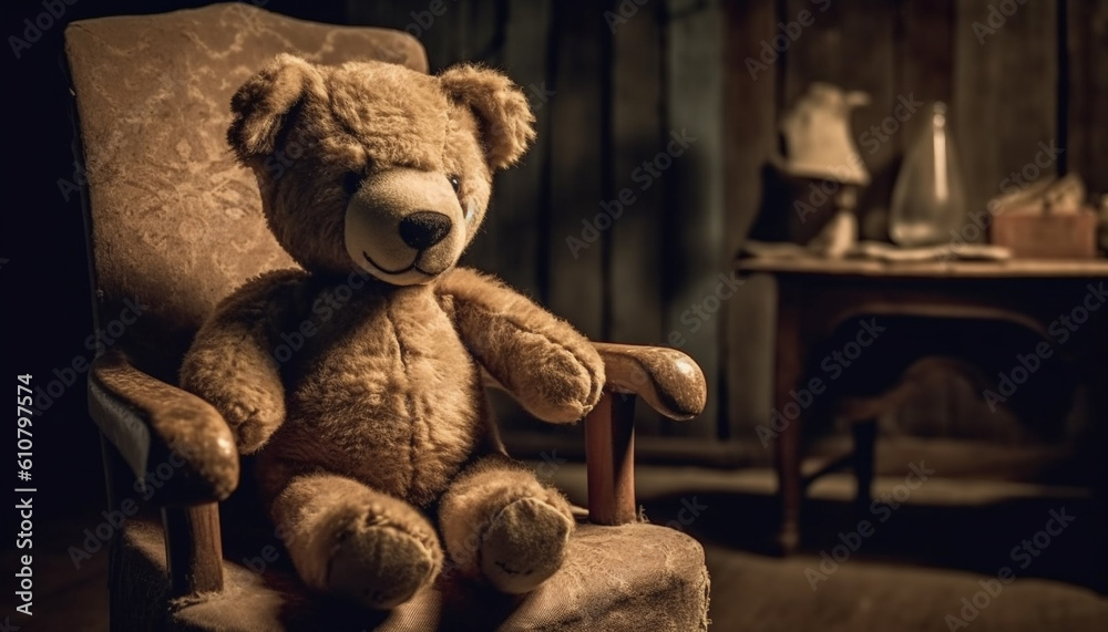 Old fashioned stuffed toy brings nostalgia and joy to childhood memories generated by AI