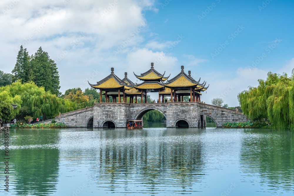 Aerial photograph of Chinese garden landscape in Yangzhou