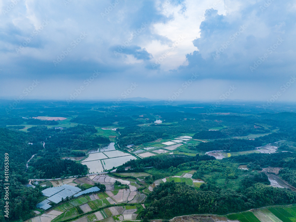 Aerial photography of pastoral scenery in Jiangxi, China