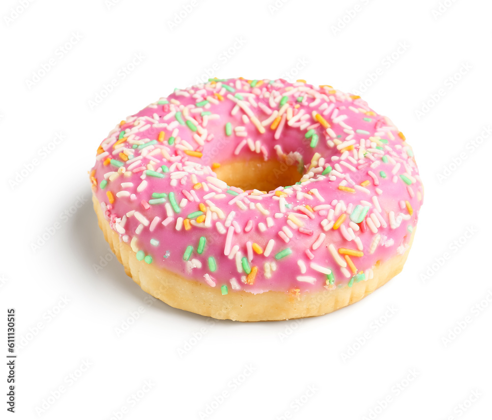 Sweet donut on white background