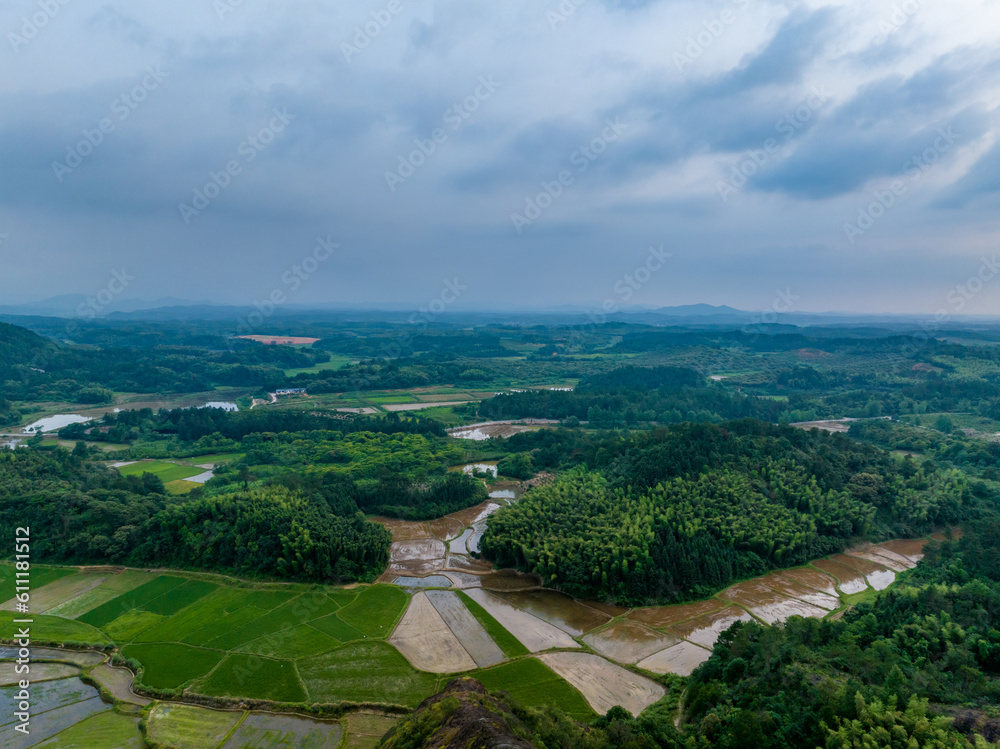 Aerial photography of pastoral scenery in Jiangxi, China