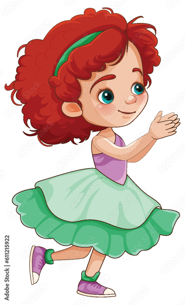 Little Girl in Beautiful Dress Vector