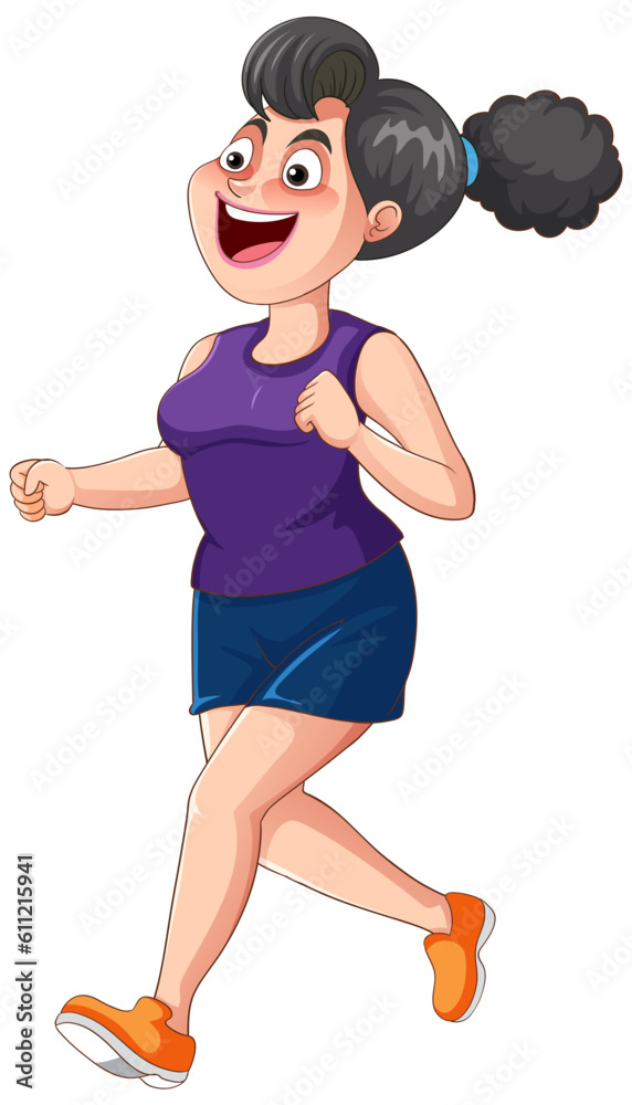 Chubby Woman Running Exercise