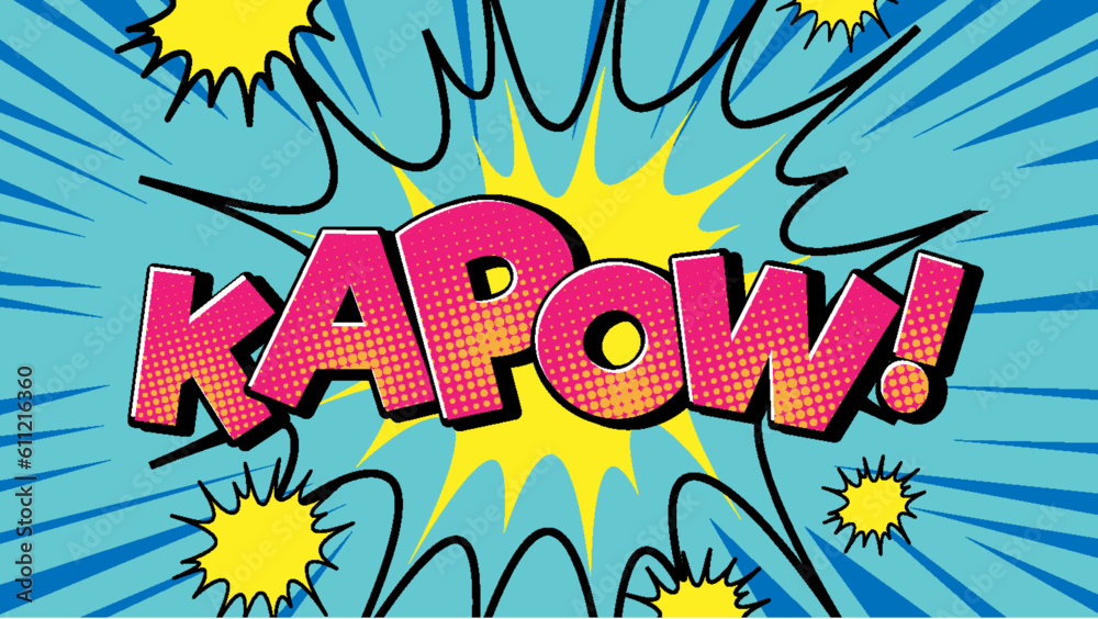 Kapow retro comic speech bubble and effect in pop art style