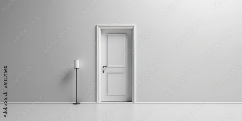 Minimalistic exterior with a door. Simple abstract urban concept. Generative AI