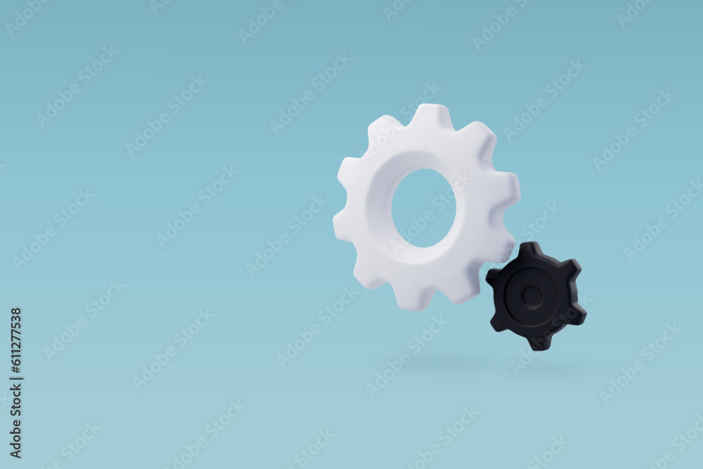 3d Vector Gears and Cogs Mechanism, AI in science and business, Technology and engineering mechanic 