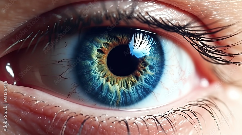 A human blue eye realistic beautiful. Eye. Generative Ai