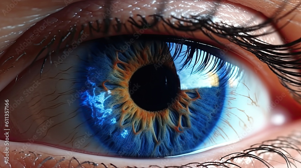 A human blue eye realistic beautiful. Eye. Generative Ai