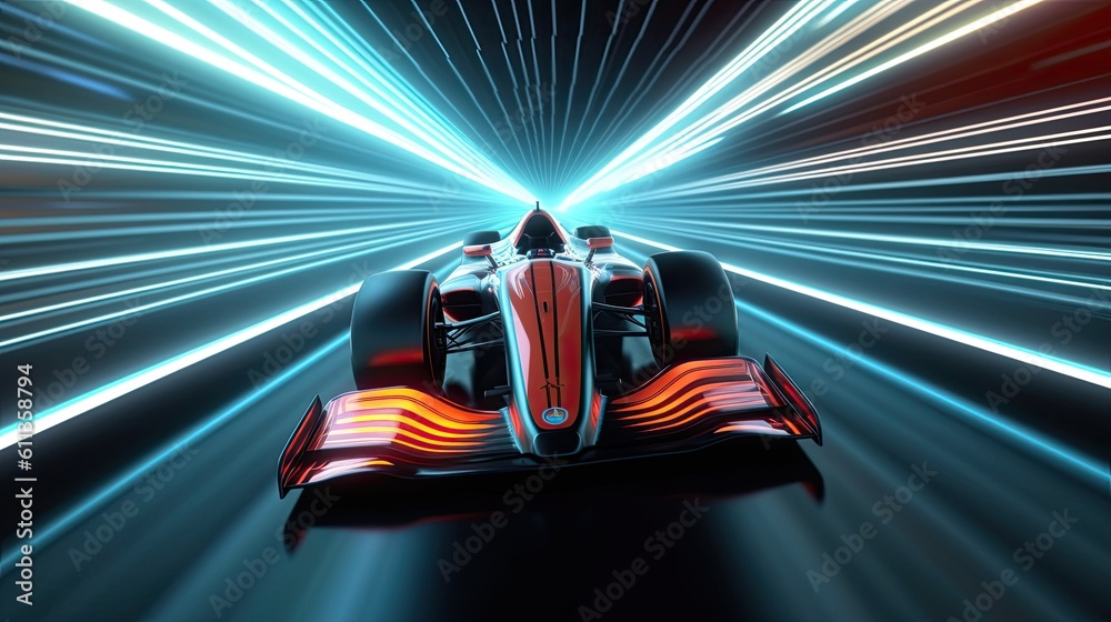 A Formula. Motion futuristic racing formula at fast ride to finish. Generative Ai