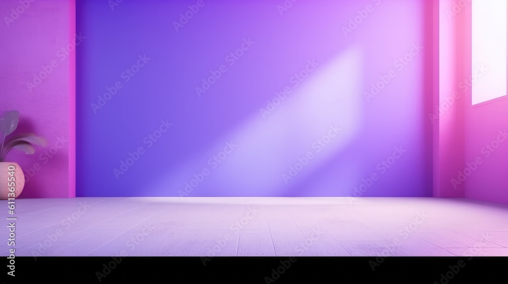 Round podium with purple color background for cosmetic product presentation, Mockup scene., AI gener