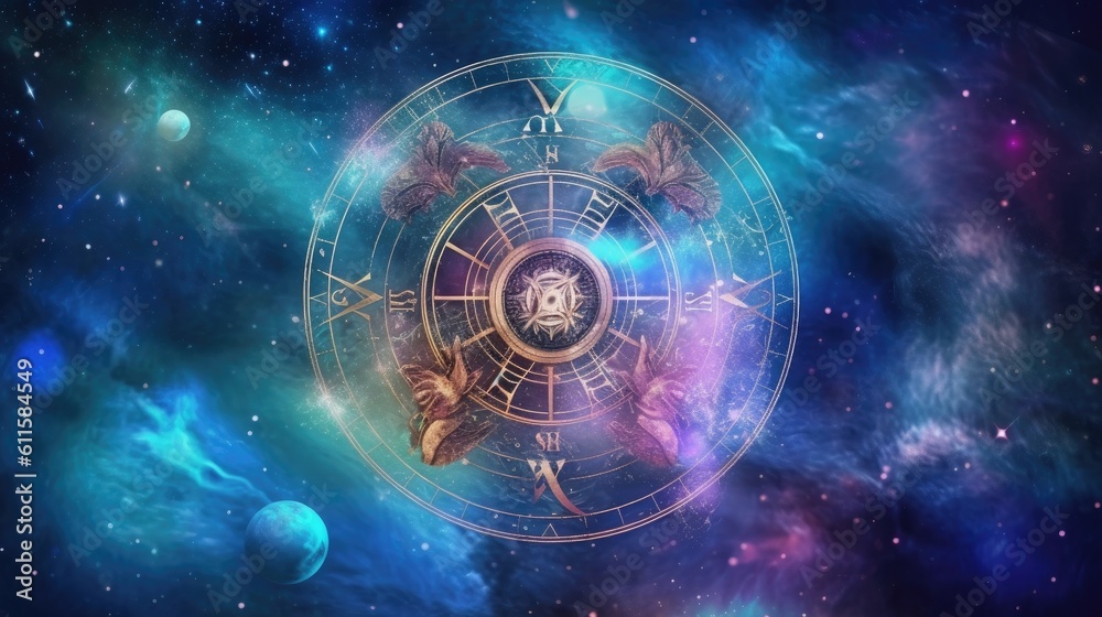 Astrology calendar. AQUARIUS magical zodiac sign astrology. Esoteric horoscope and fortune telling c