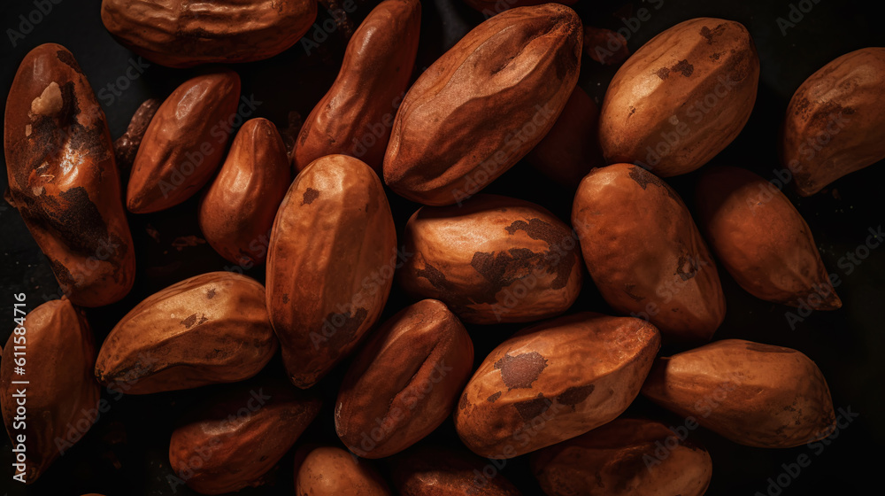 Dried Kola Nuts background. Food backdrop. Generative AI