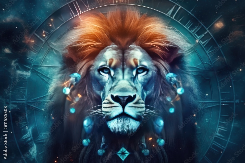 Astrology calendar. Leo magical zodiac sign astrology. Esoteric horoscope and fortune telling concep