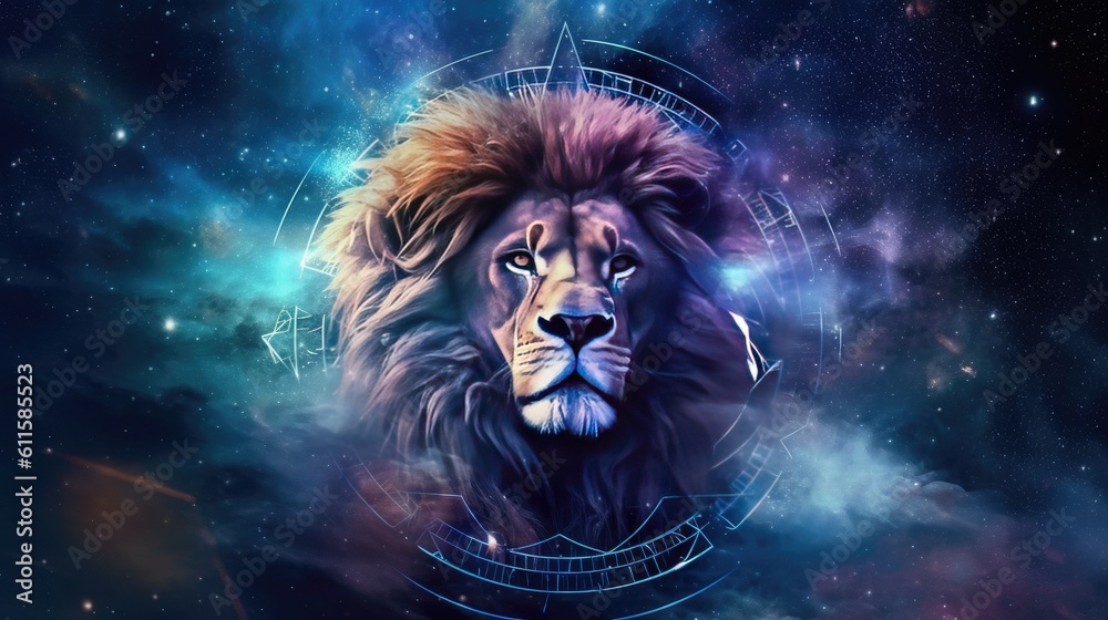 Astrology calendar. Leo magical zodiac sign astrology. Esoteric horoscope and fortune telling concep