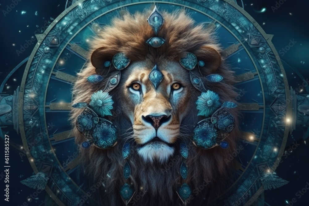 Astrology calendar. Leo magical zodiac sign astrology. Esoteric horoscope and fortune telling concep