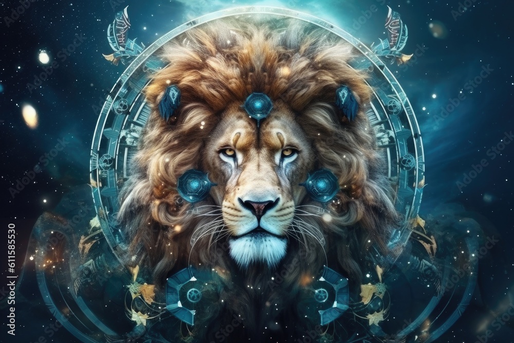 Astrology calendar. Leo magical zodiac sign astrology. Esoteric horoscope and fortune telling concep