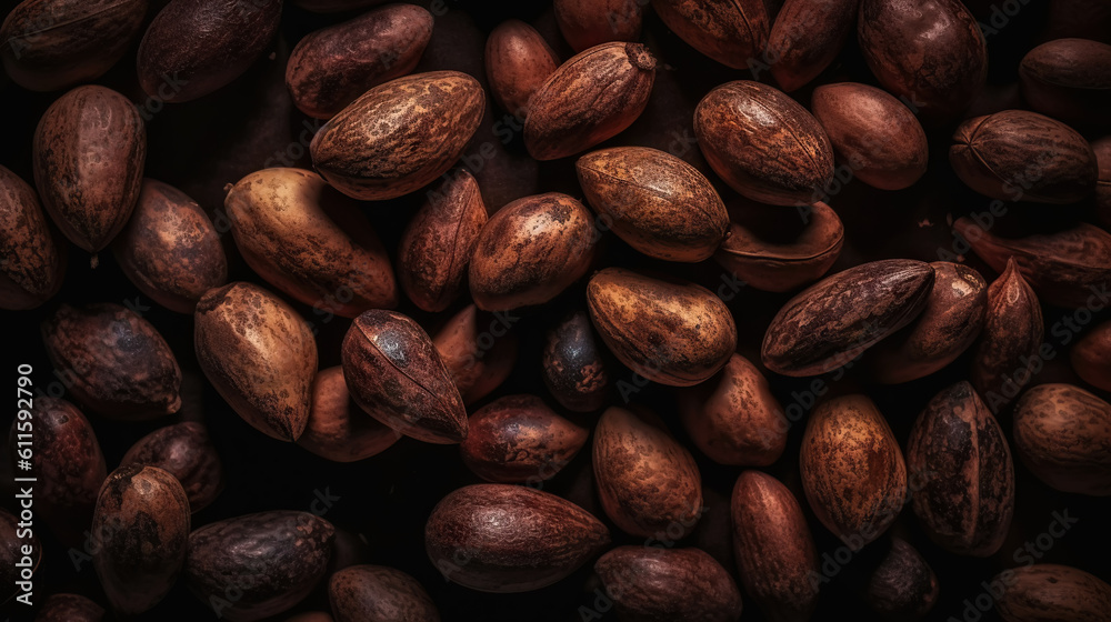 Dried Kola Nuts background. Food backdrop. Generative AI