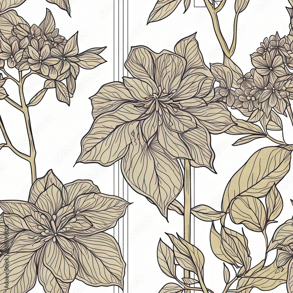 Hydrangea flower seamless pattern. Floral seamless background. Generative AI