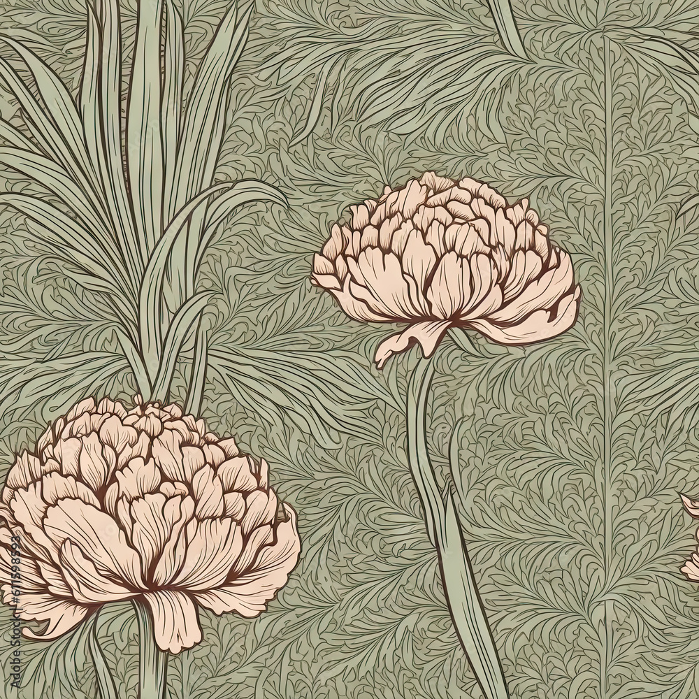 Carnation flower seamless pattern. Floral seamless background. Generative AI