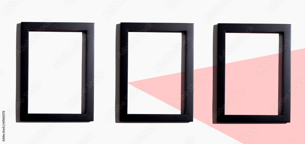 Blank rectangle picture frames with copy space