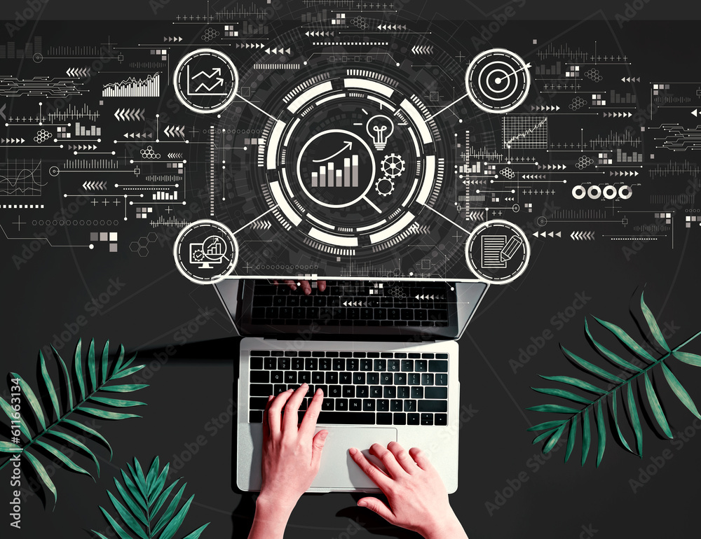 Data Analysis concept with person using a laptop computer