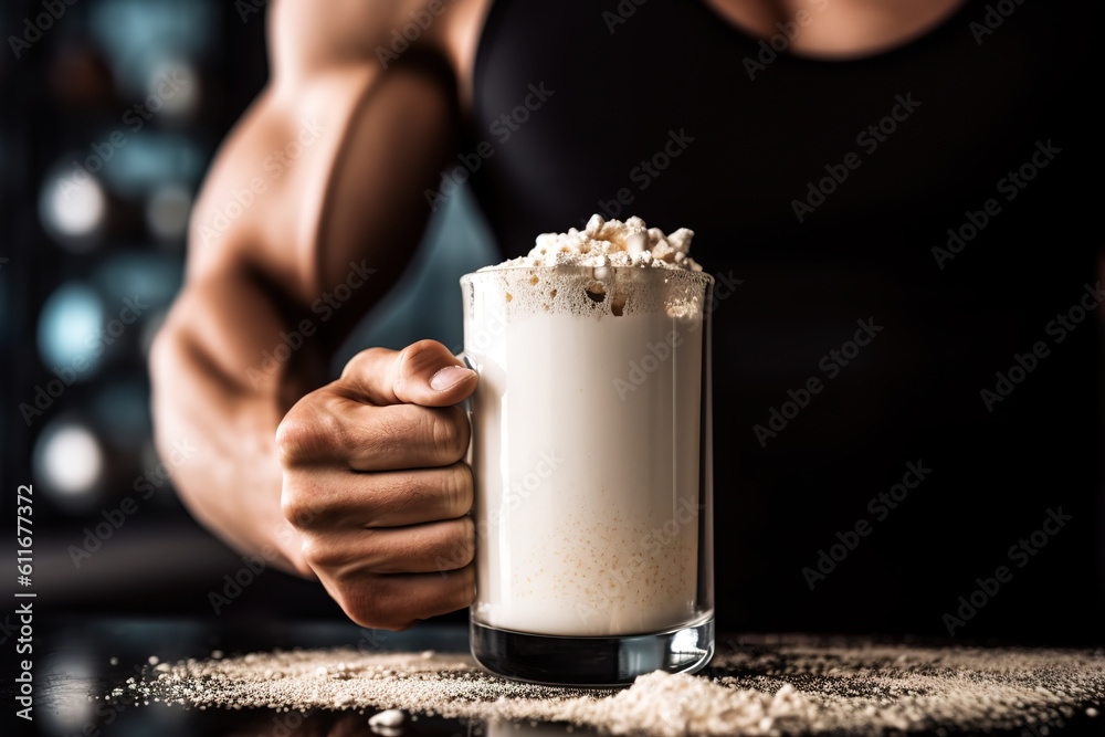 A cup of fitness protein powder drink