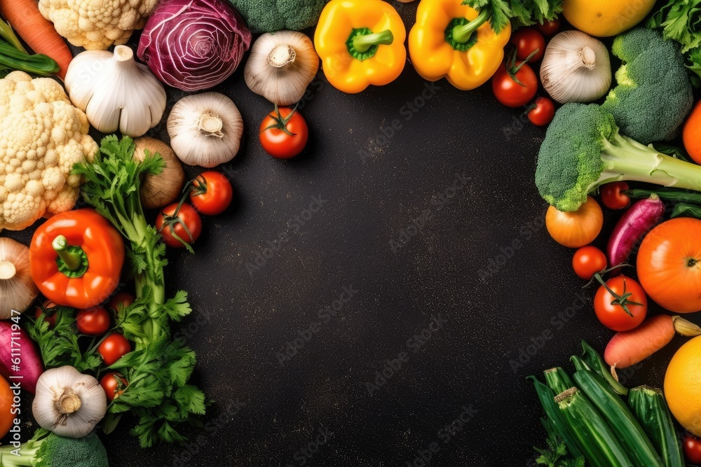 Different vegetables lying on the table. Generative AI