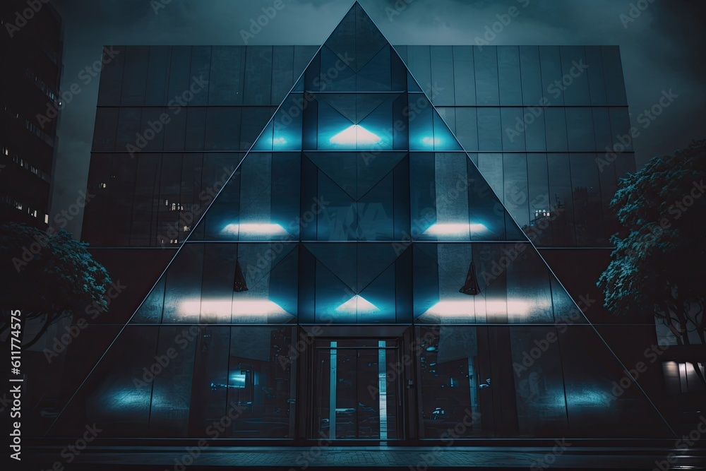 modern building with a triangular facade. Generative AI